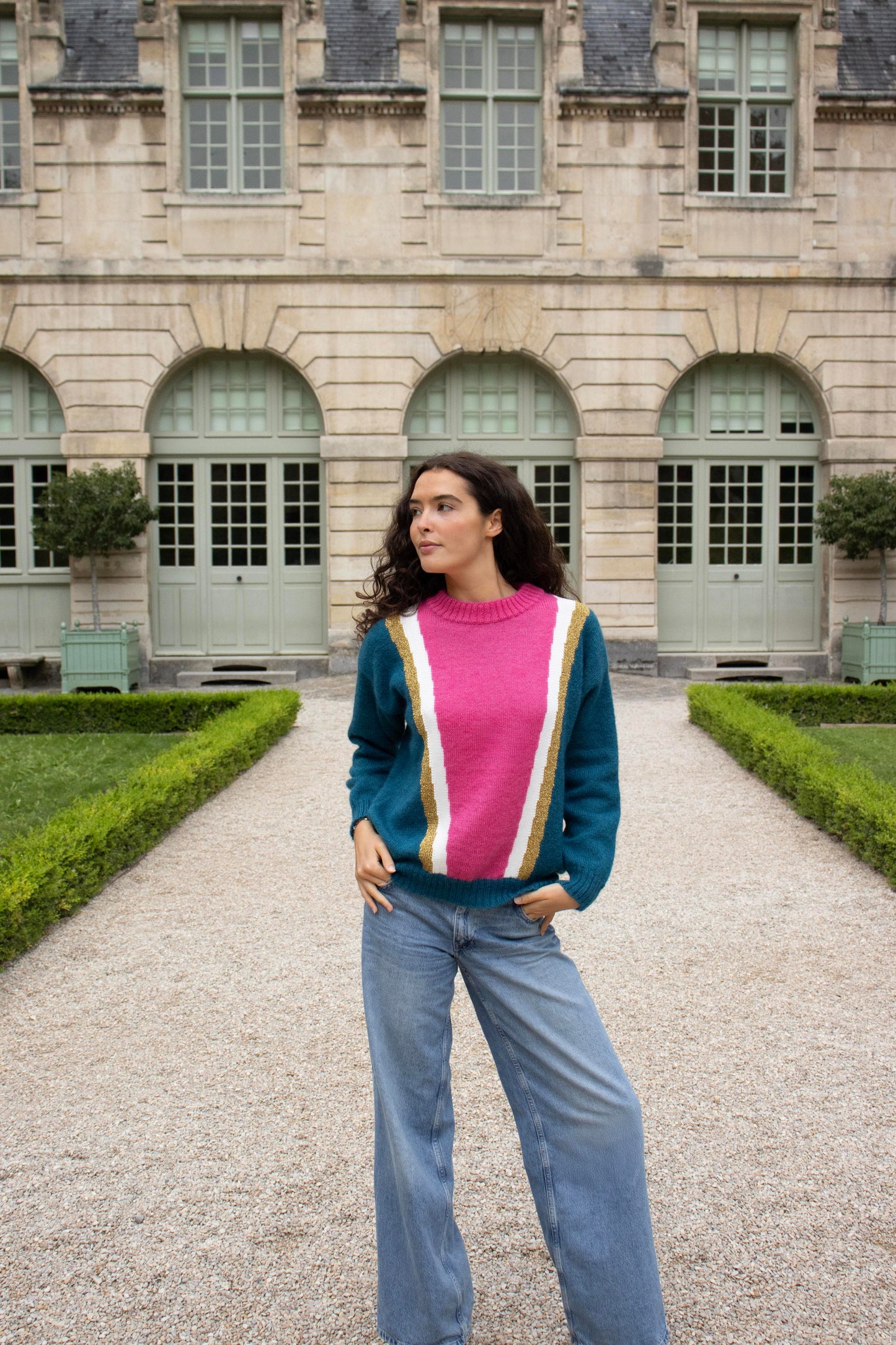 Pull Serena mohair Pacifique et rose - En précommande.