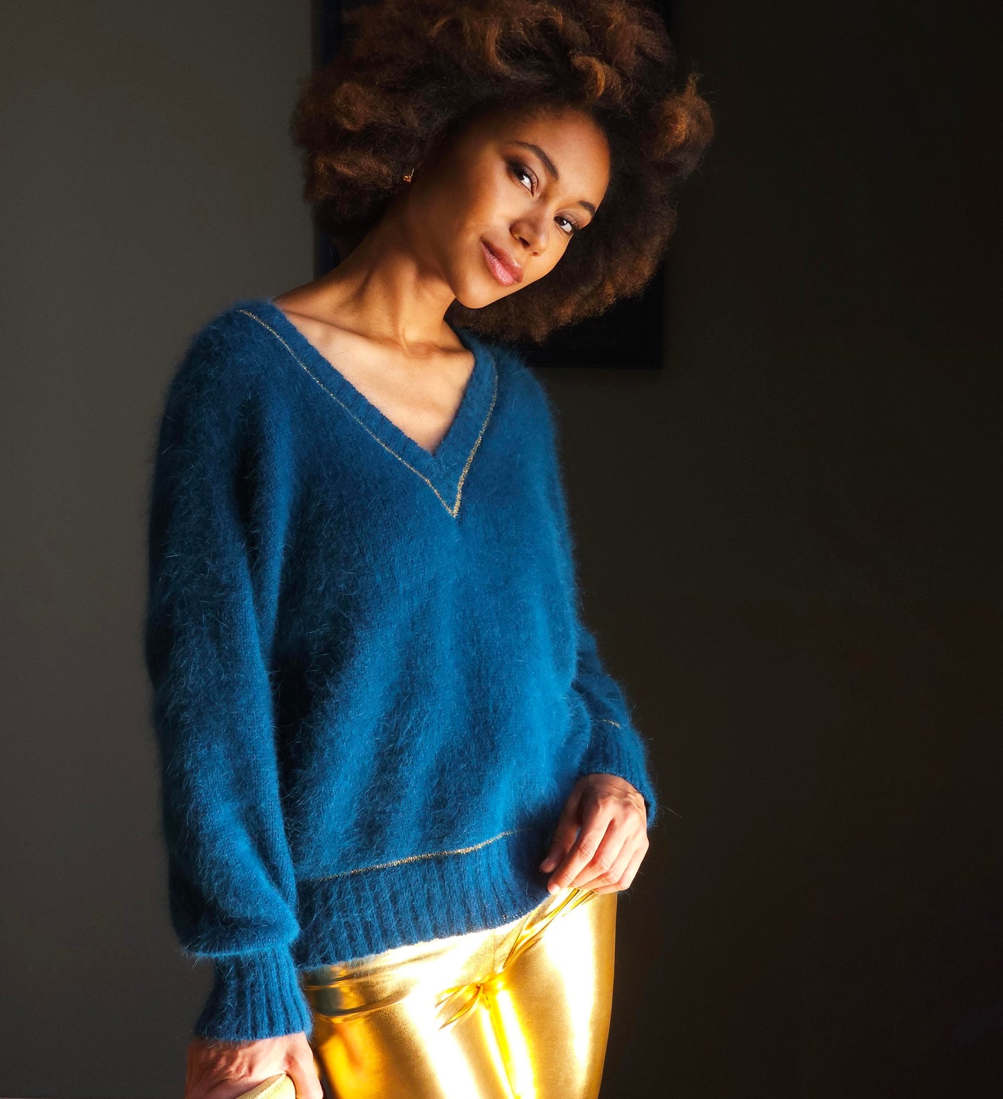 Pull Avy Angora Pacifique et doré.