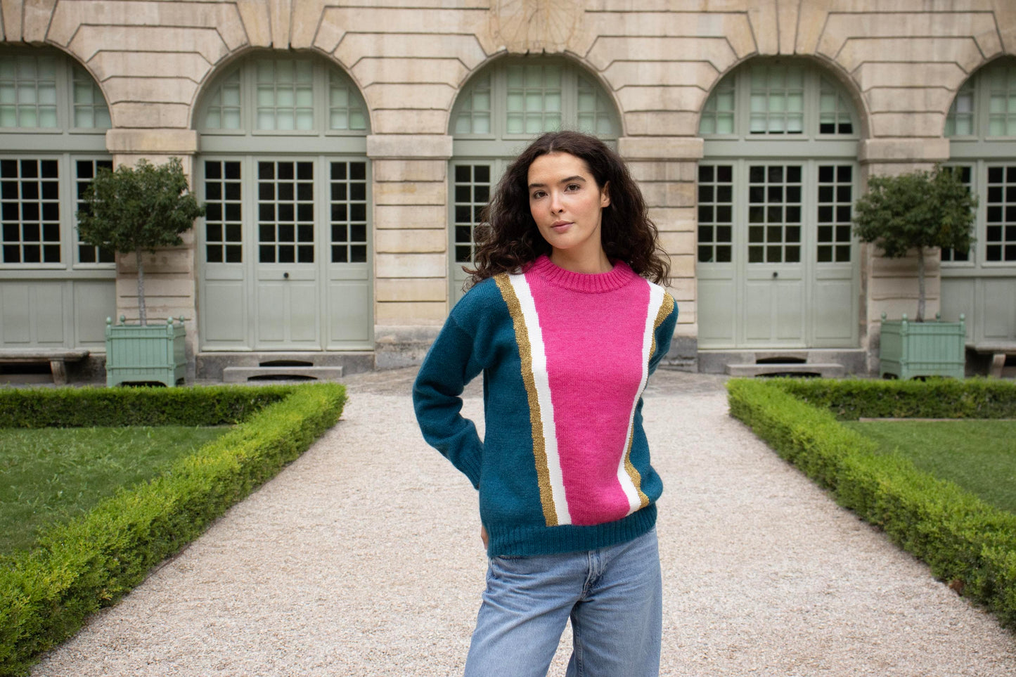 Pull Serena mohair Pacifique et rose - En précommande.