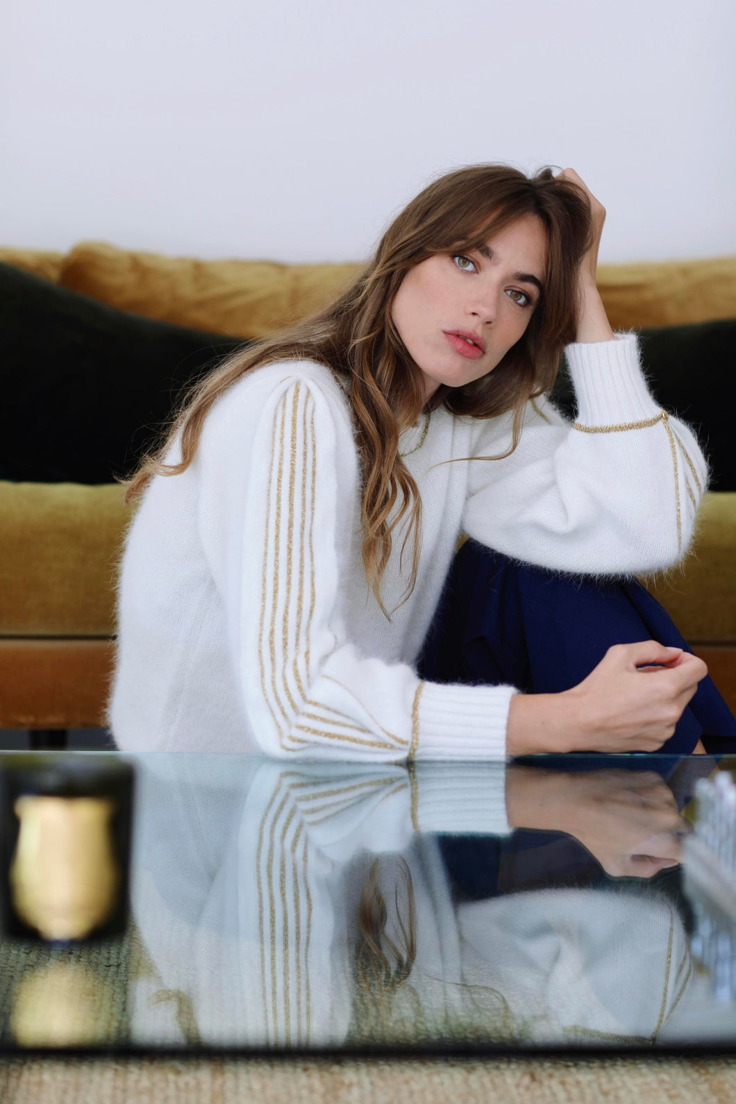 Pull Alix à tricoter en angora et doré
