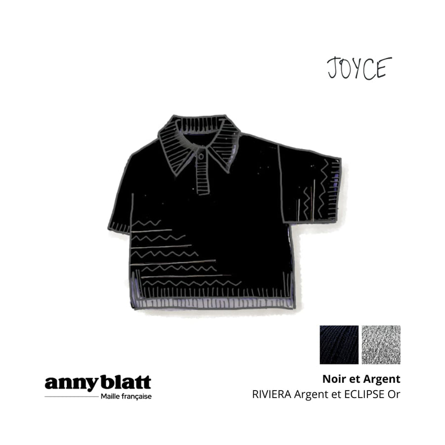 Charger l&#39;image dans la galerie, Polo à tricoter en coton noir et argenté 
