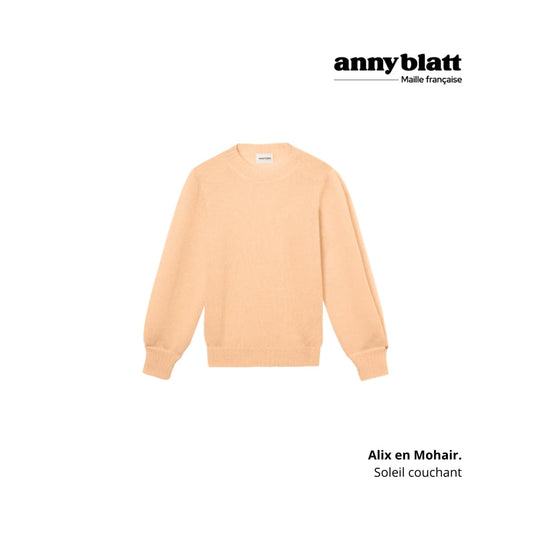 Pull Alix mohair et soie Soleil couchant.