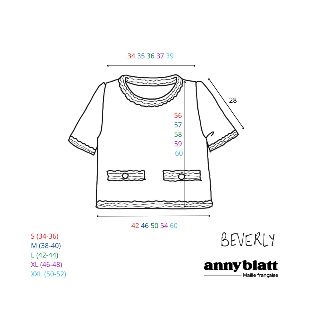 guide des tailles gilet à tricoter en coton