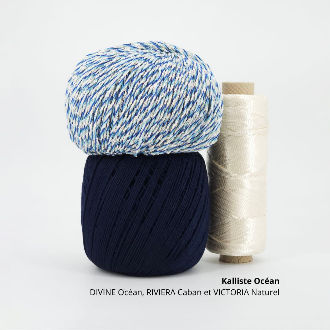 pelote kit à tricoter en coton bleu 