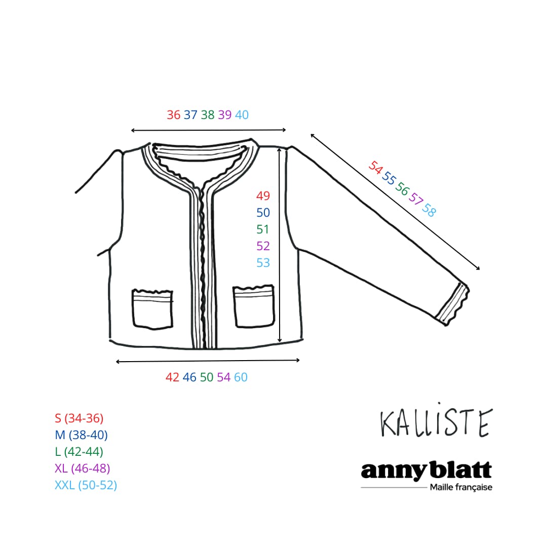 guides des tailles gilet à tricoter Anny Blatt