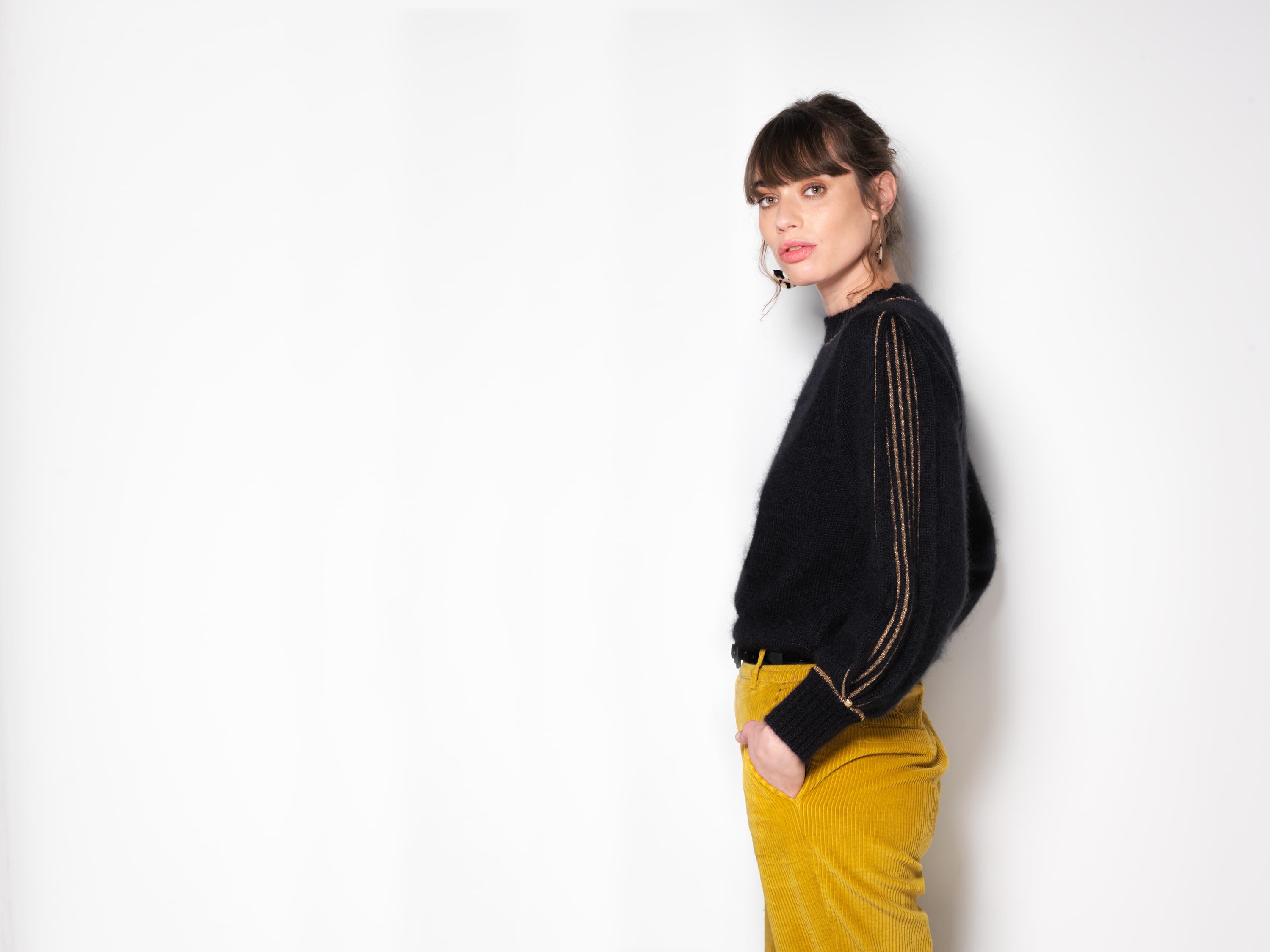 Pull Mohair Noir et Doré pour Femme Alix - 100% Made in France – Anny Blatt