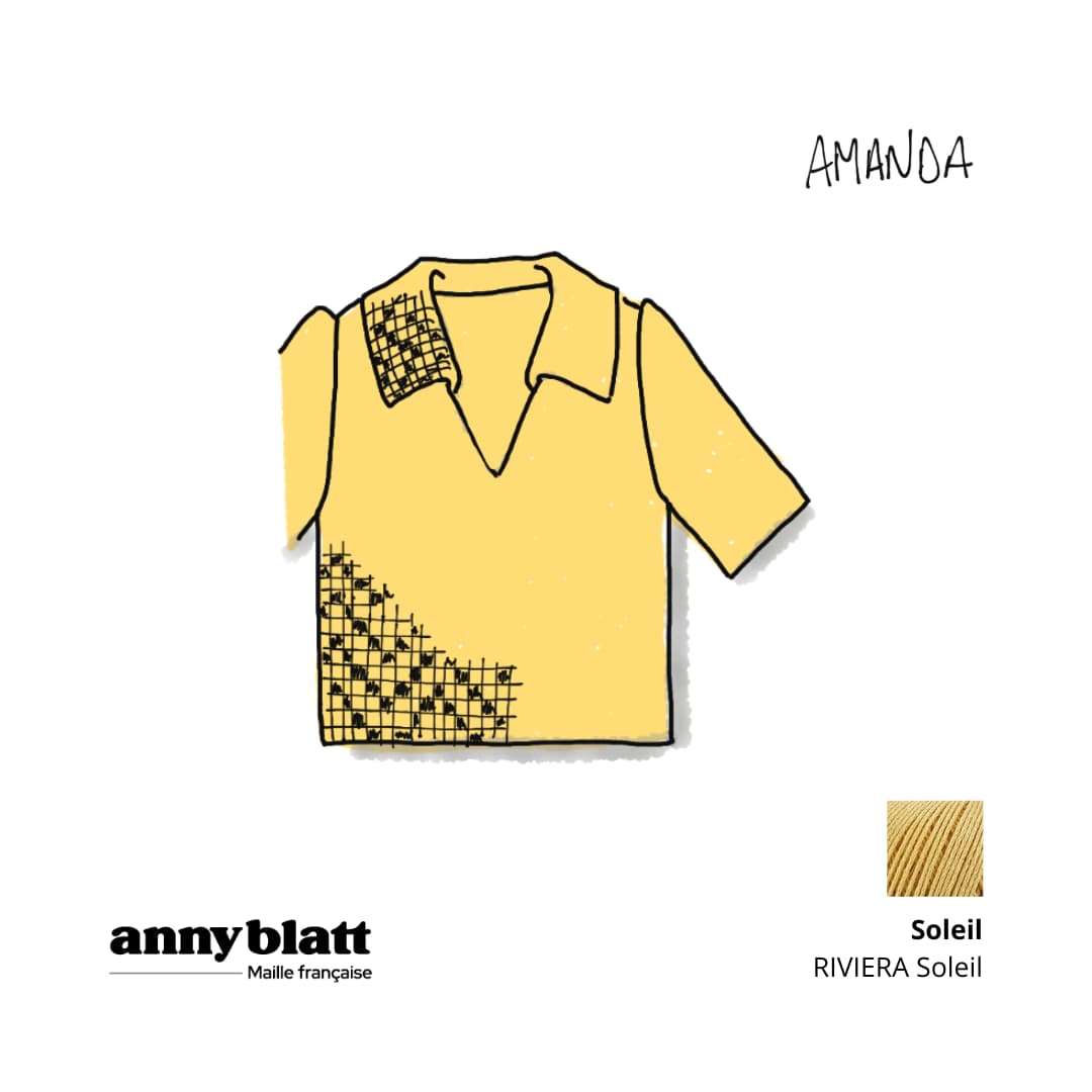 modèle crochet ajouré manches courtes en coton coloré jaune
