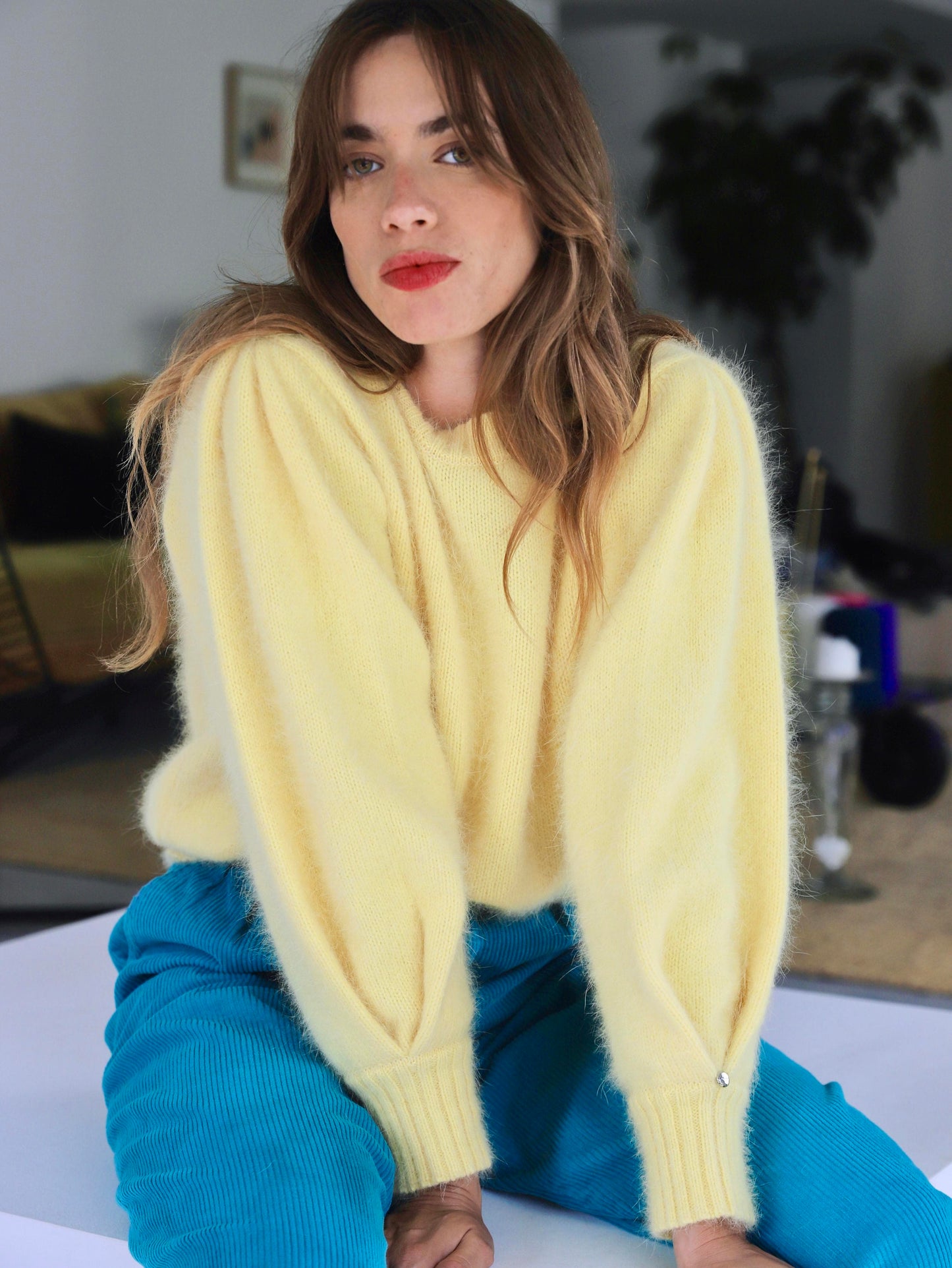 Pull Alix à tricoter en angora.