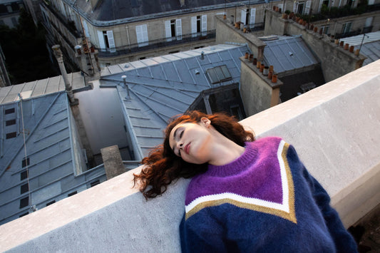 Pull Celeste Marine et mûre - En précommande.