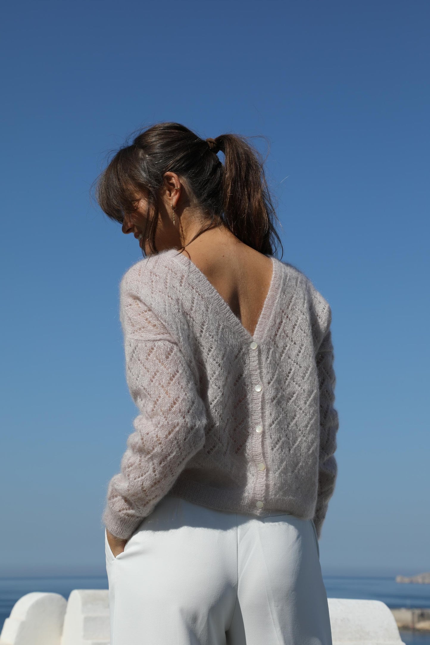 Gilet Tricia irisé à tricoter.