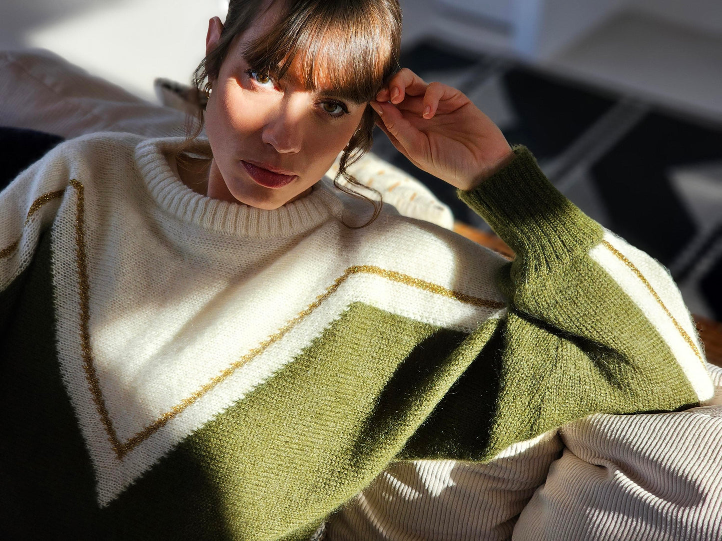 Pull Cyclone doré à tricoter.