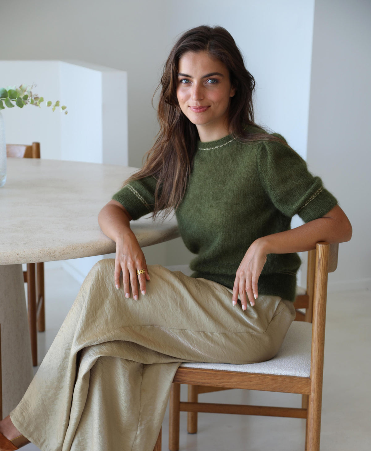 Pull mohair kaki