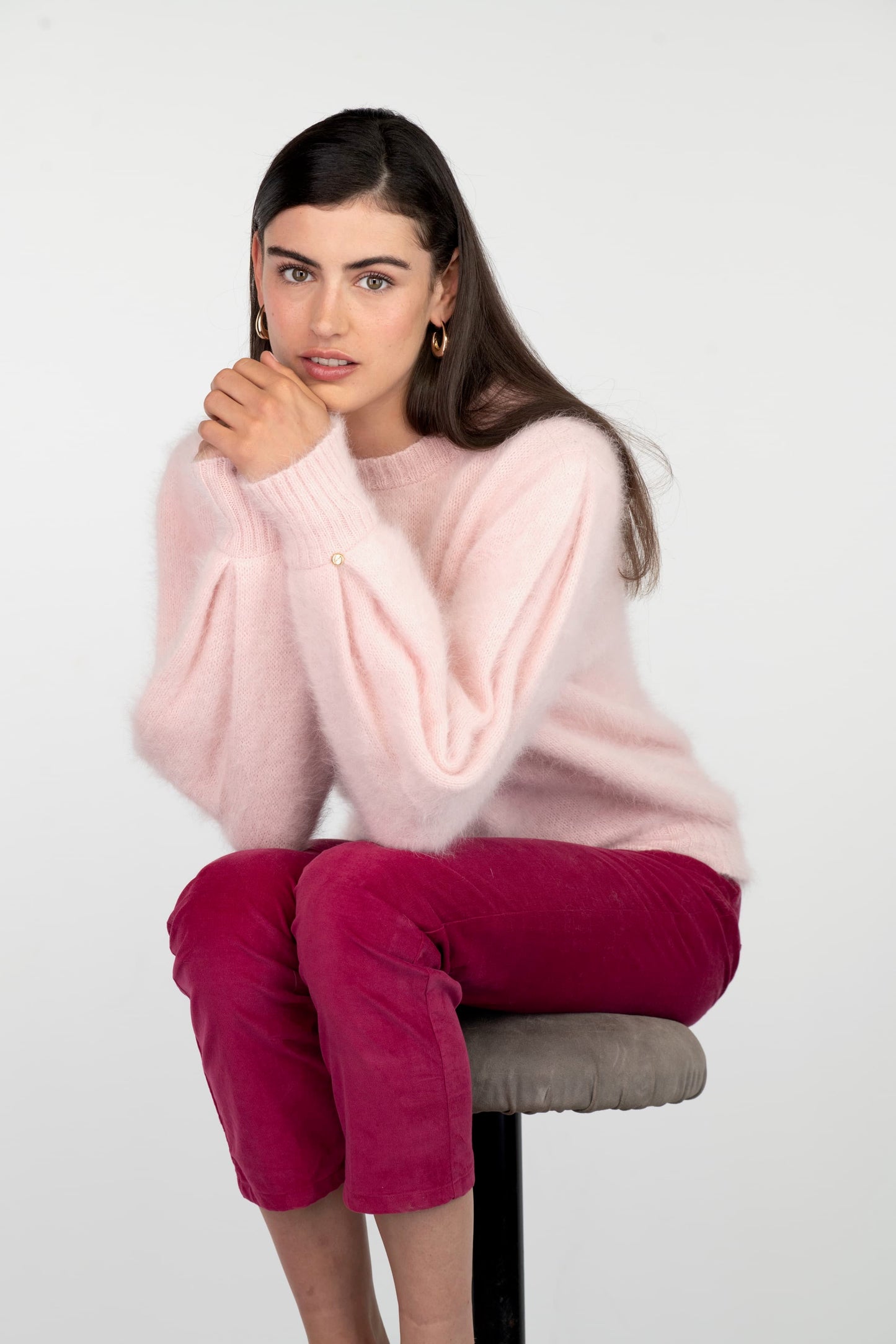 Pull Alix Angora Rose poudré