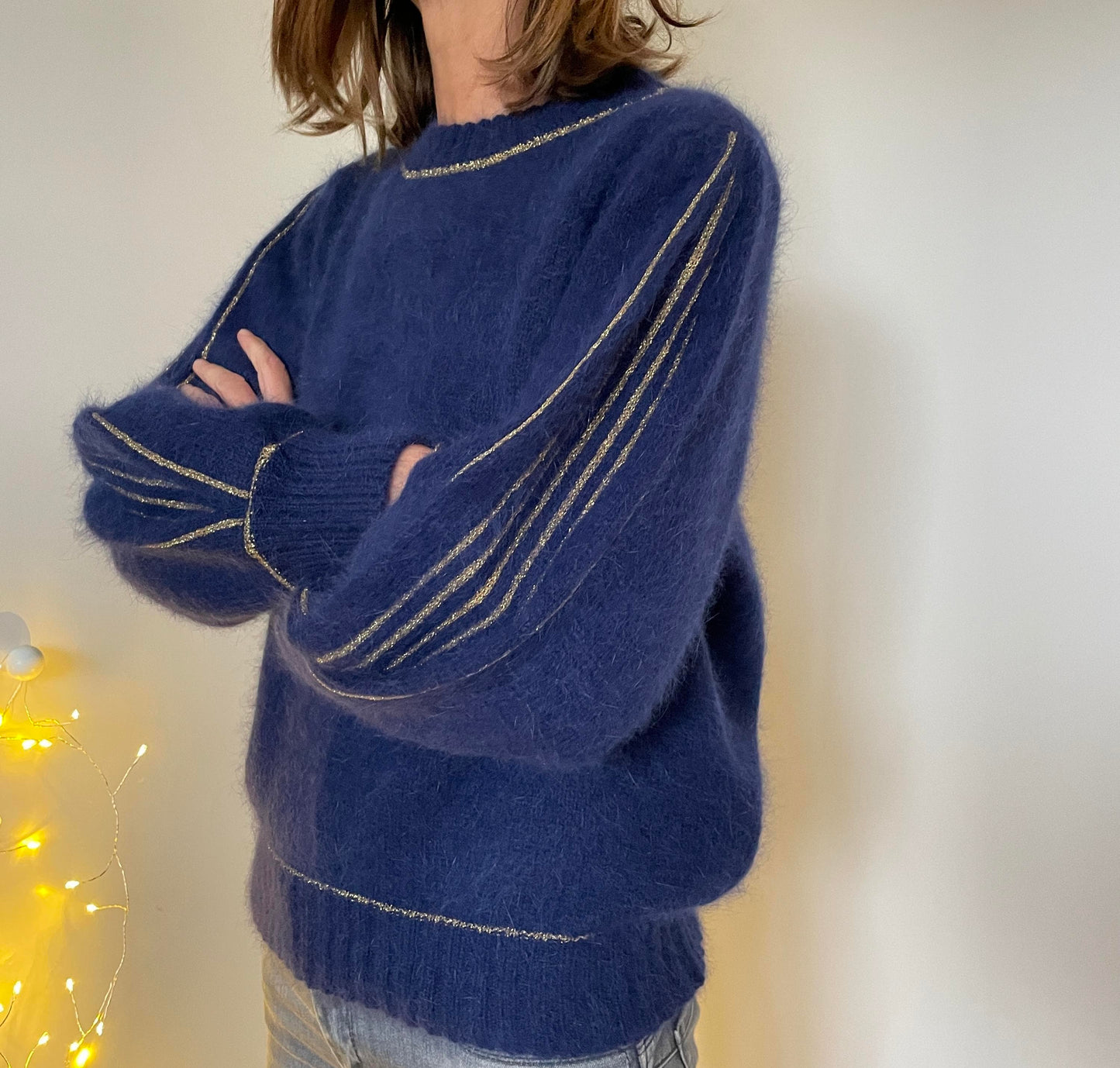 Pull Alix Angora Marine et doré