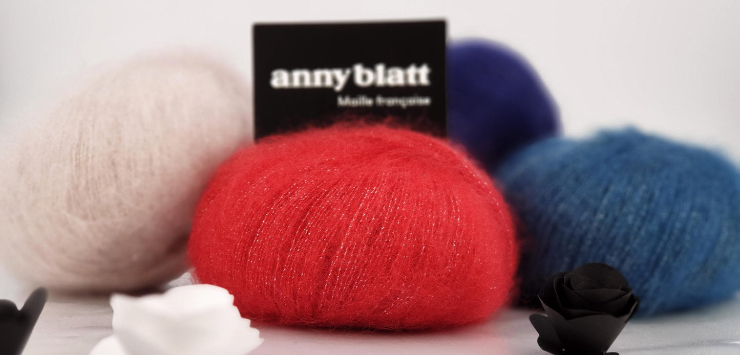 Pelote Sirius - Super kid mohair, soie et fil brillant.