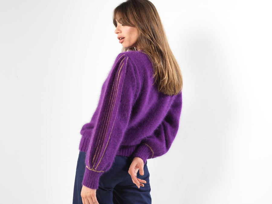 Charger l&#39;image dans la galerie, Pull Alix Angora Mûre et doré
