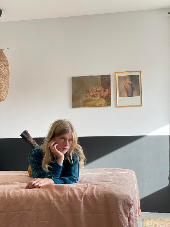 Charger l&#39;image dans la galerie, Pull Alix mohair Pacifique et doré
