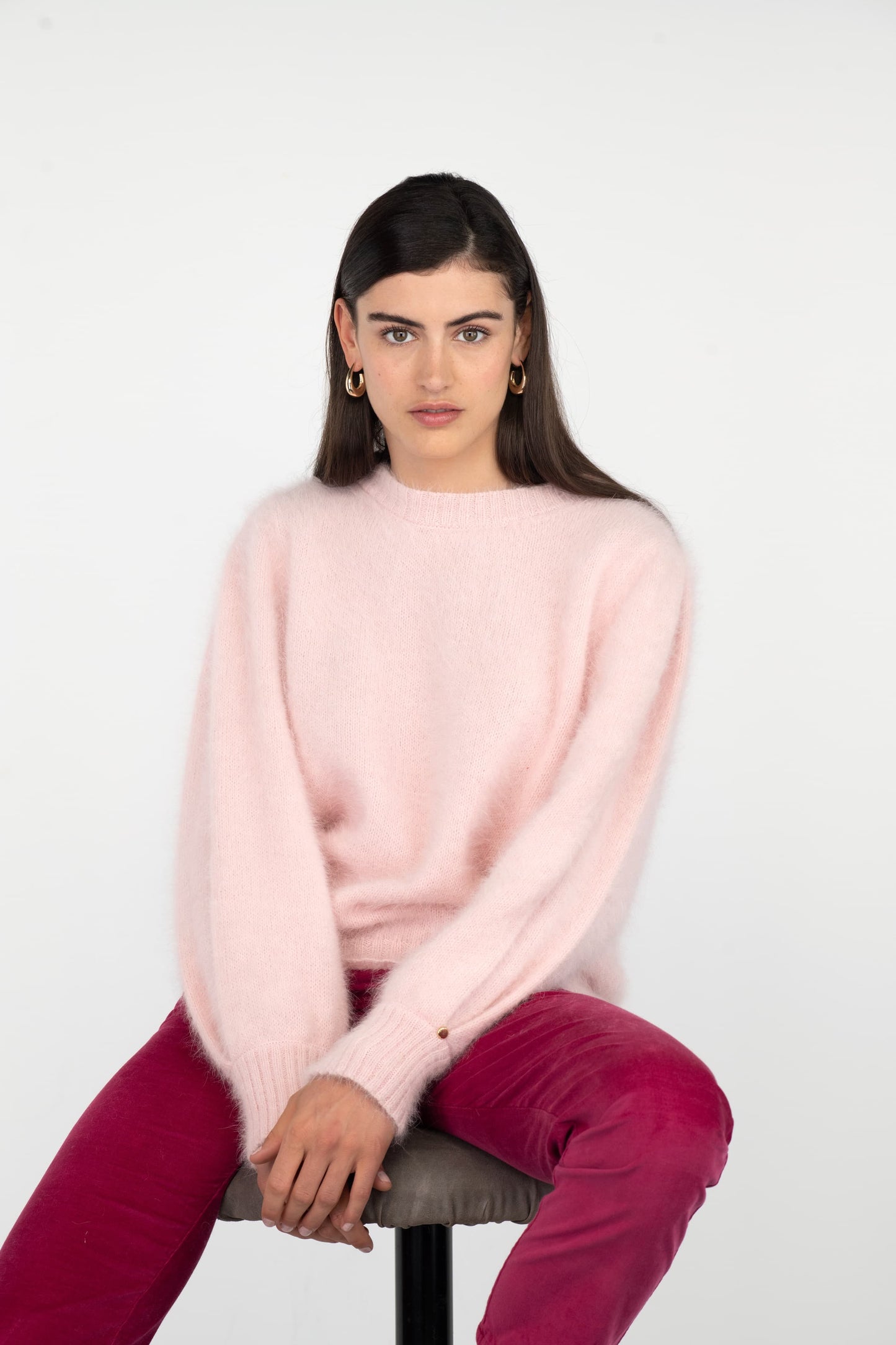 Pull Alix Angora Rose poudré