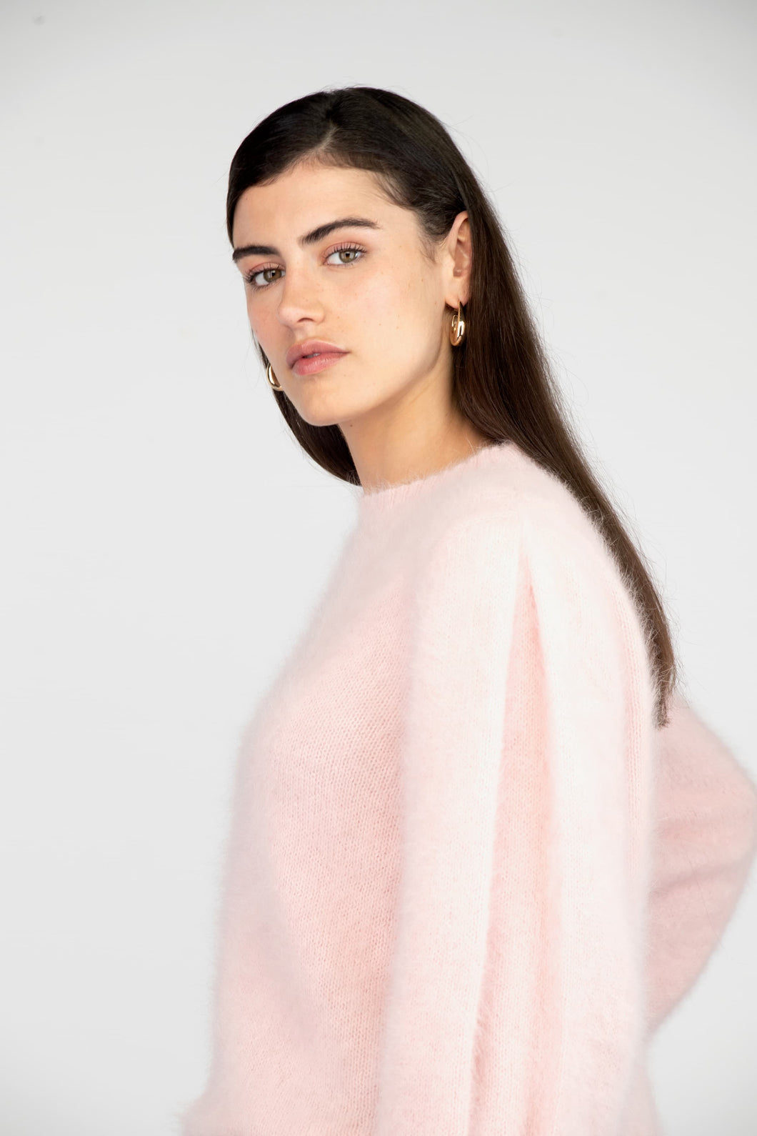 Pull Alix Angora Rose poudré