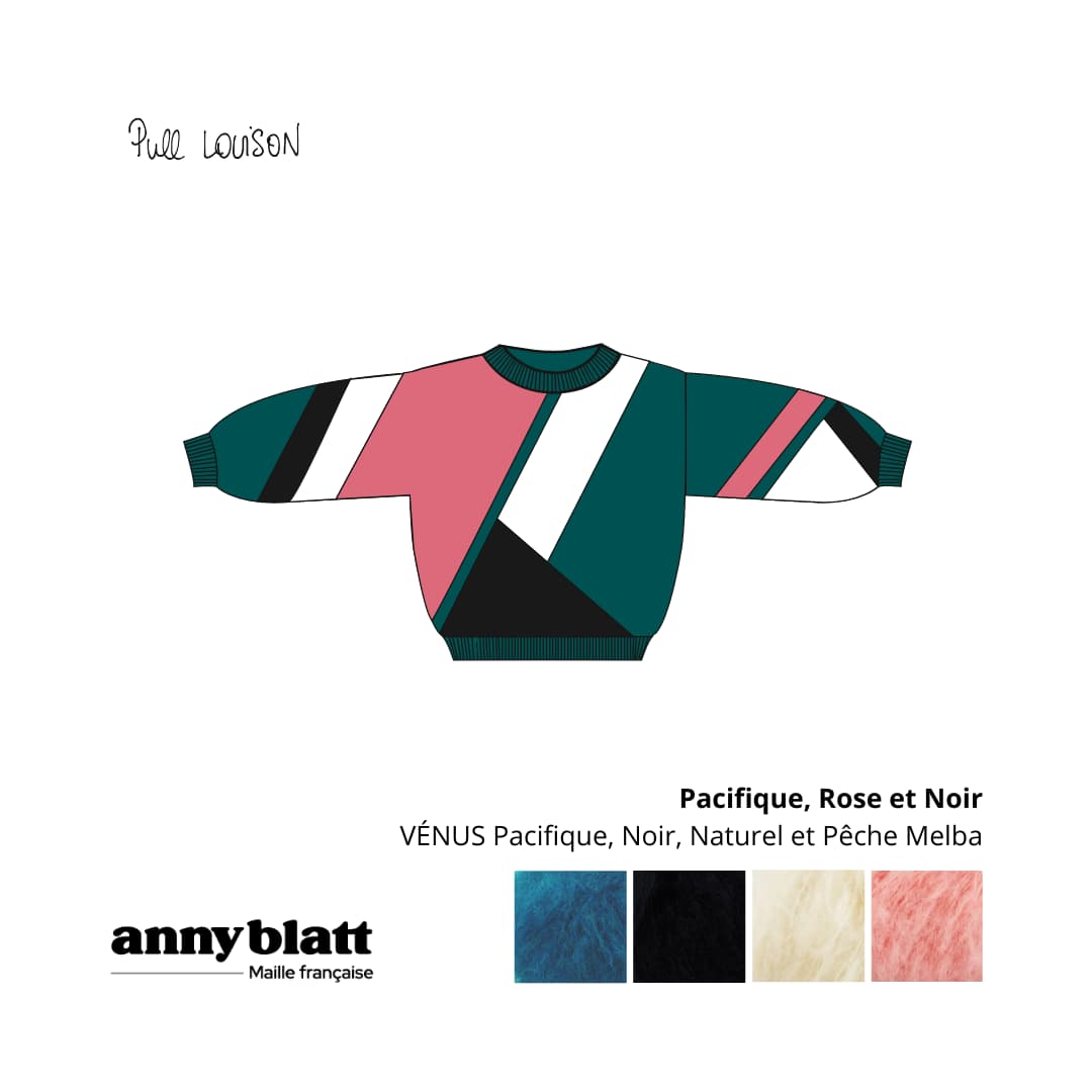 Pull mohair et laine pacifique noir rose et blanc Louison.png