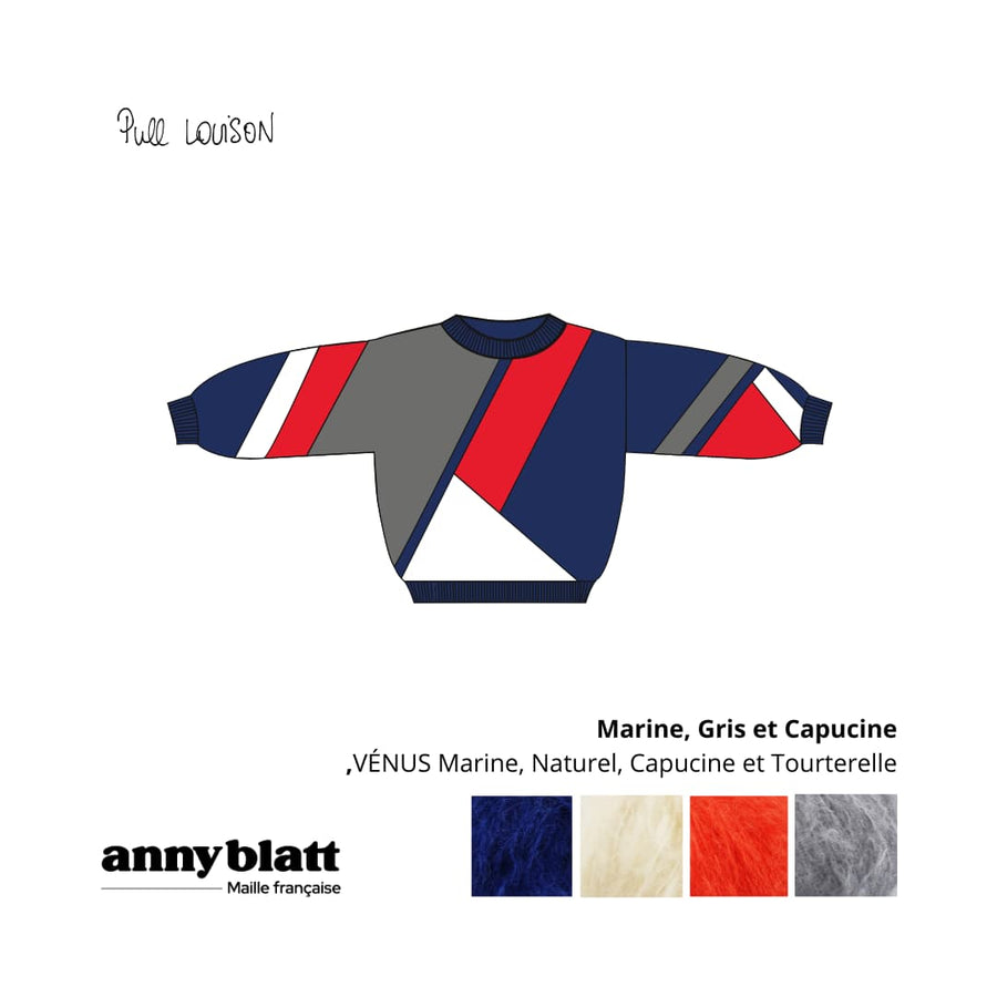 Charger l&#39;image dans la galerie, Pull mohair et laine marine rouge bleu et blanc Louison.png
