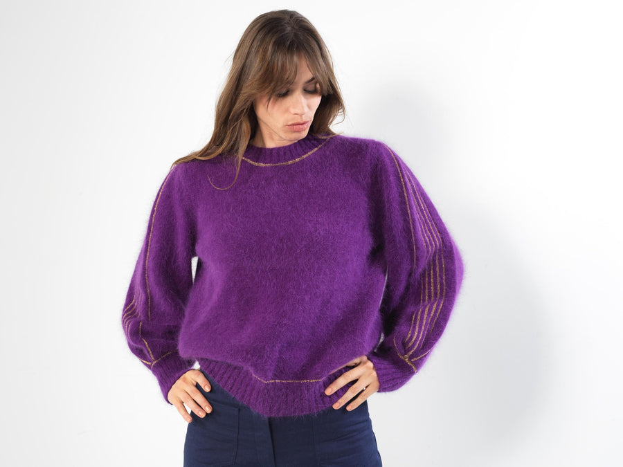 Charger l&#39;image dans la galerie, Pull Angora violet mûre Alix 5.jpg
