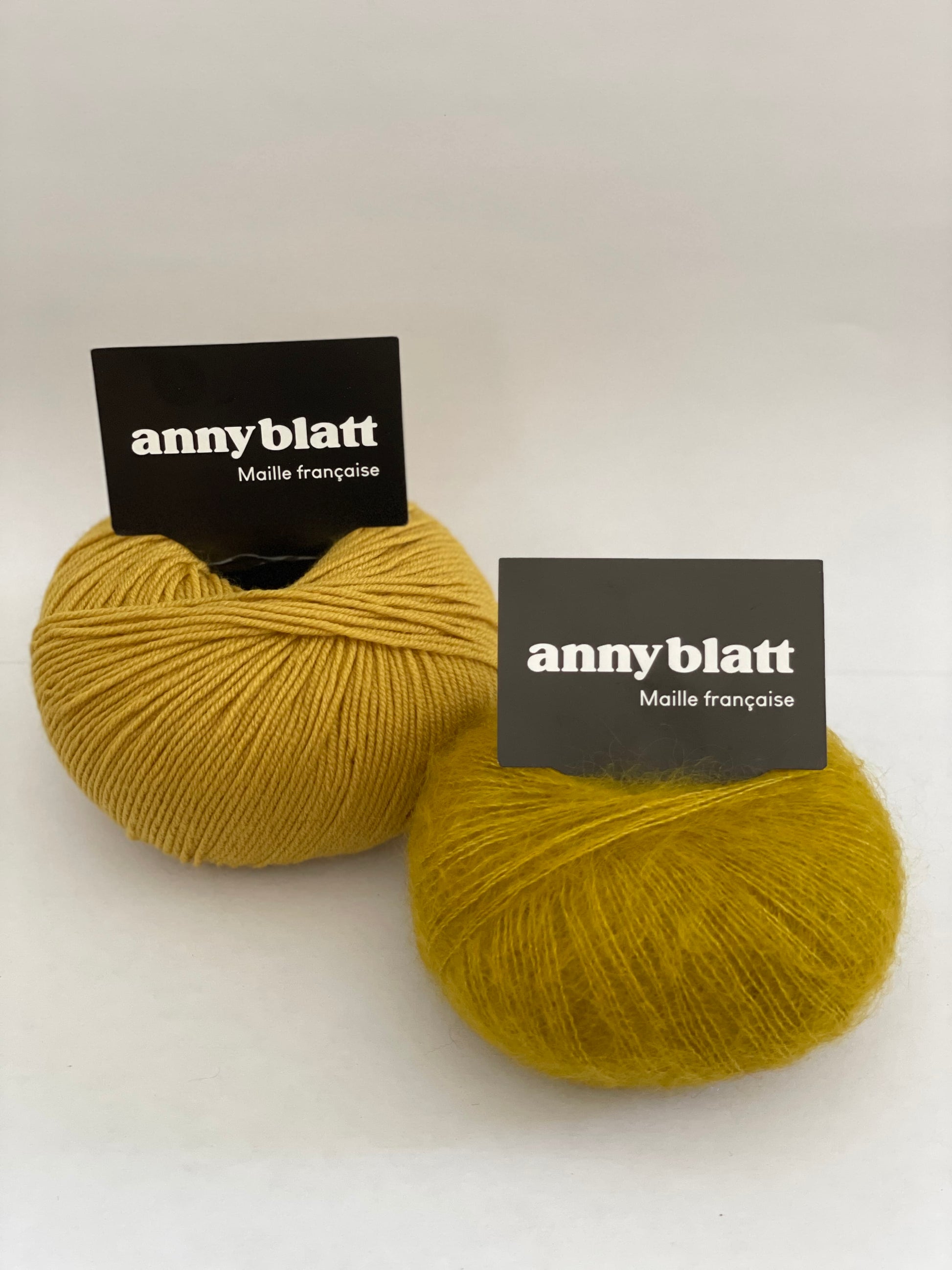 pelote mohair et mérinos colza et palmier honey moon et baby blatt extrafine