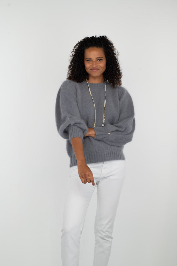 Charger l&#39;image dans la galerie, Pull Alix Angora gris cumulus
