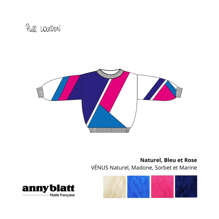 Charger l&#39;image dans la galerie, Pull mohair et laine bleu rose et blanc Louison.png
