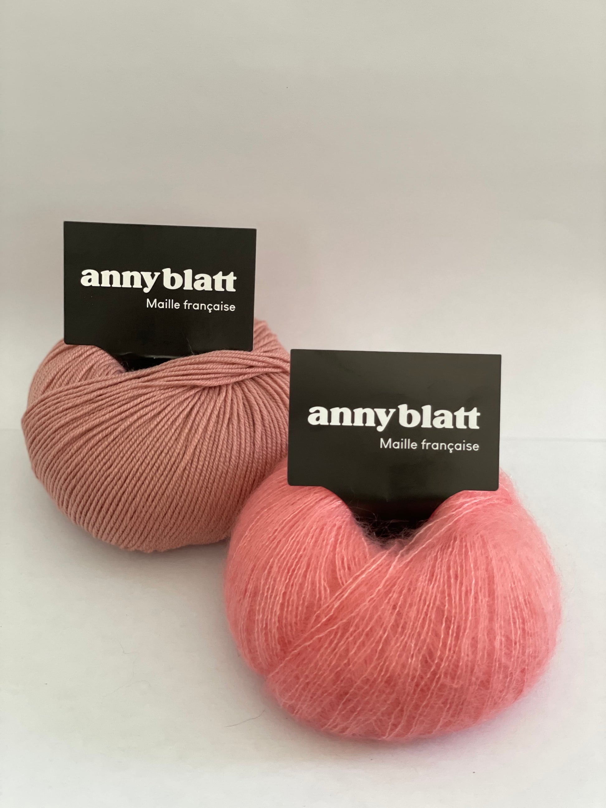 Pelote mérinos et mohair flamant rose et pêche melba Baby blatt extra fine et honey moon