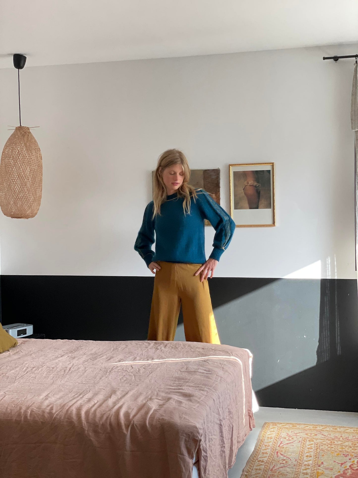 Pull Alix à tricoter en mohair et doré