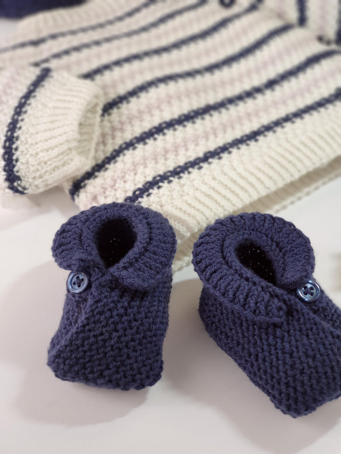 Charger l&#39;image dans la galerie, Bonnet et chaussons bébé Citron à tricoter

